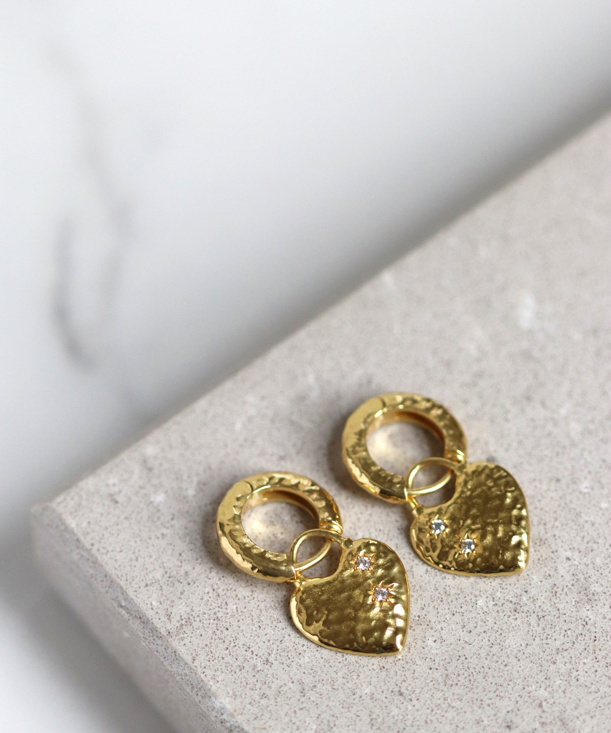Crystal Heart Huggie Earrings | Sustainable Jewellery by Ottoman Hands