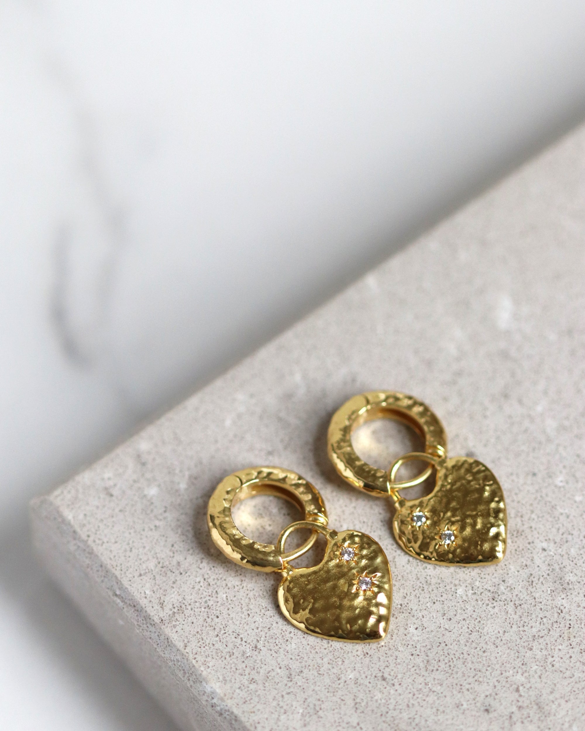 Crystal Heart Huggie Earrings | Ottoman Hands Jewellery
