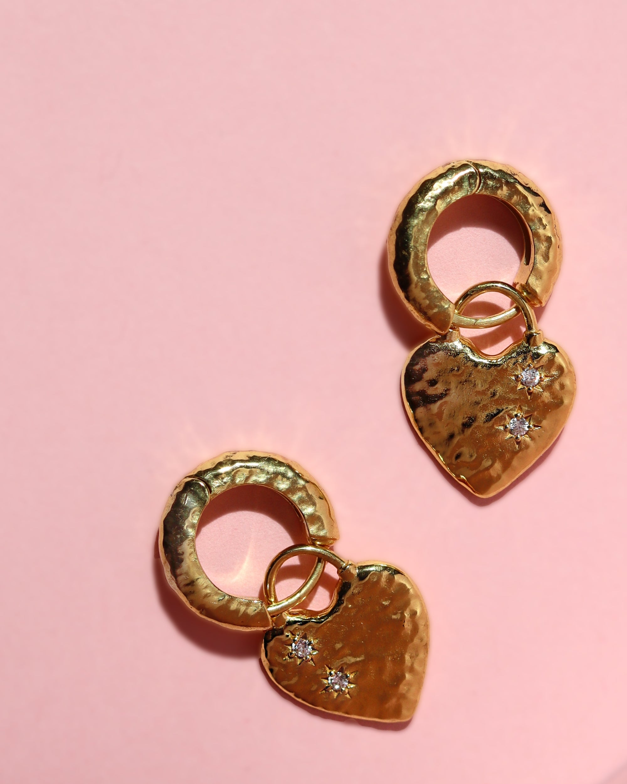 Crystal Heart Huggie Earrings | Ottoman Hands Jewellery