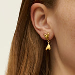 Curved Double Heart Drop Stud Earrings - Gold | Ottoman Hands