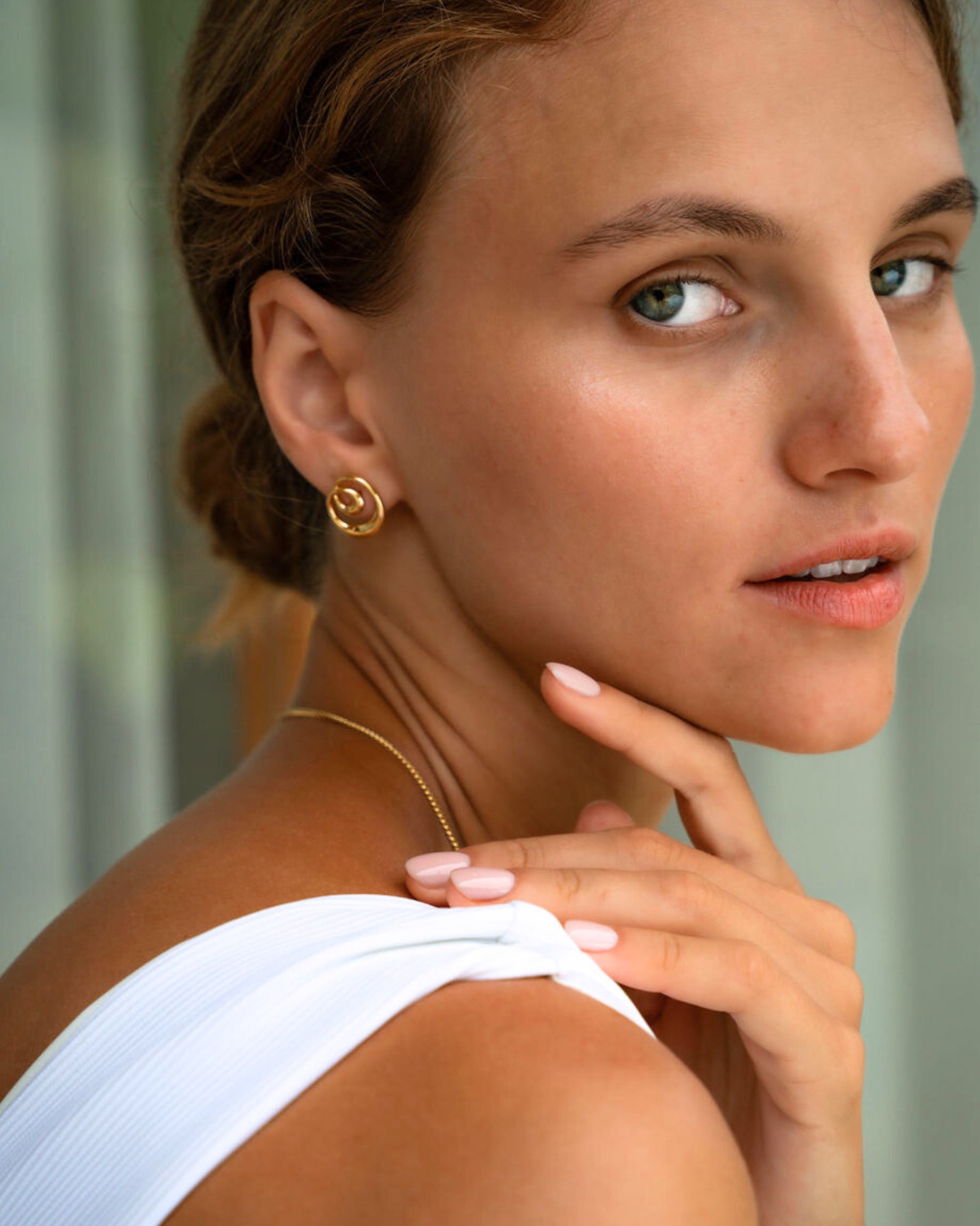Dalia Twist Gold Stud Earrings | Ottoman Hands Jewellery