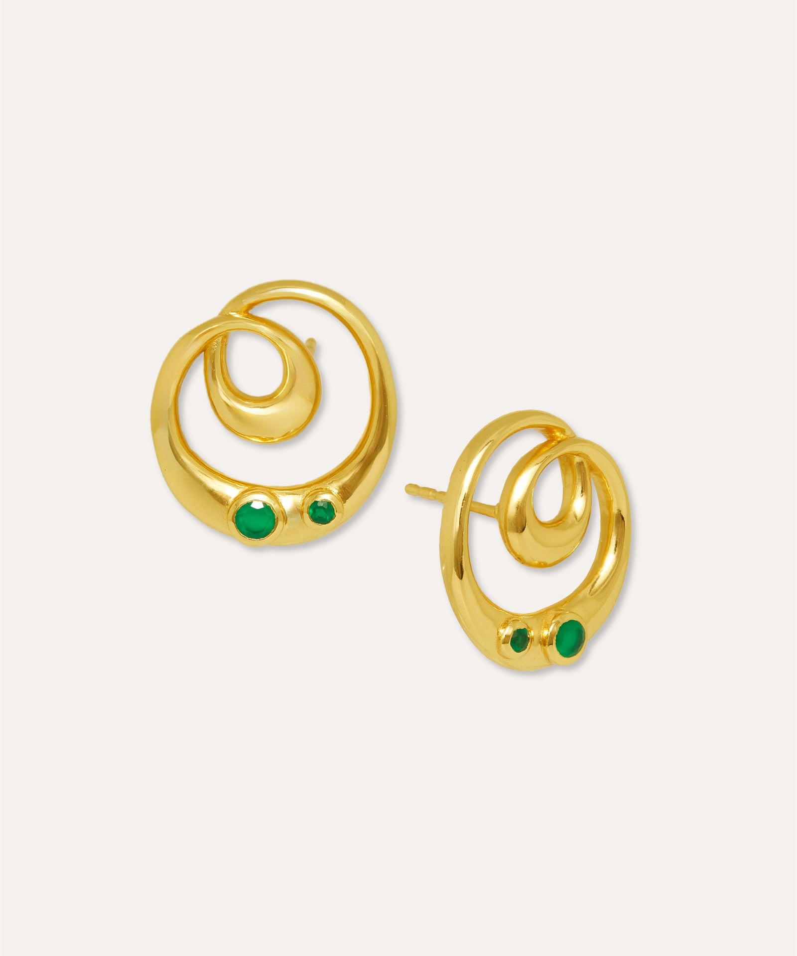 Dalia Twist Green Onyx Stud Earrings | Sustainable Jewellery by Ottoman Hands