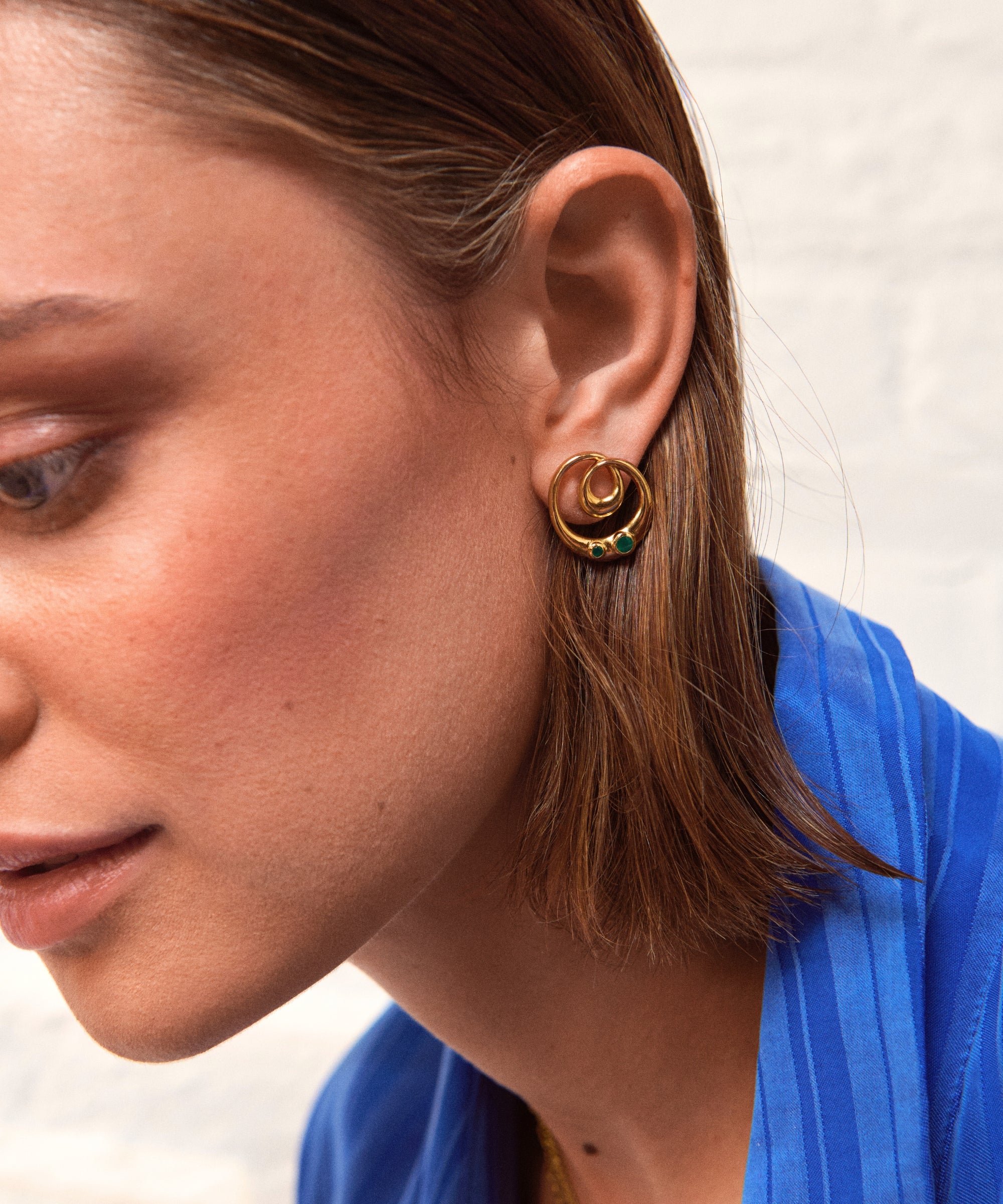 Dalia Twist Green Onyx Stud Earrings | Sustainable Jewellery by Ottoman Hands