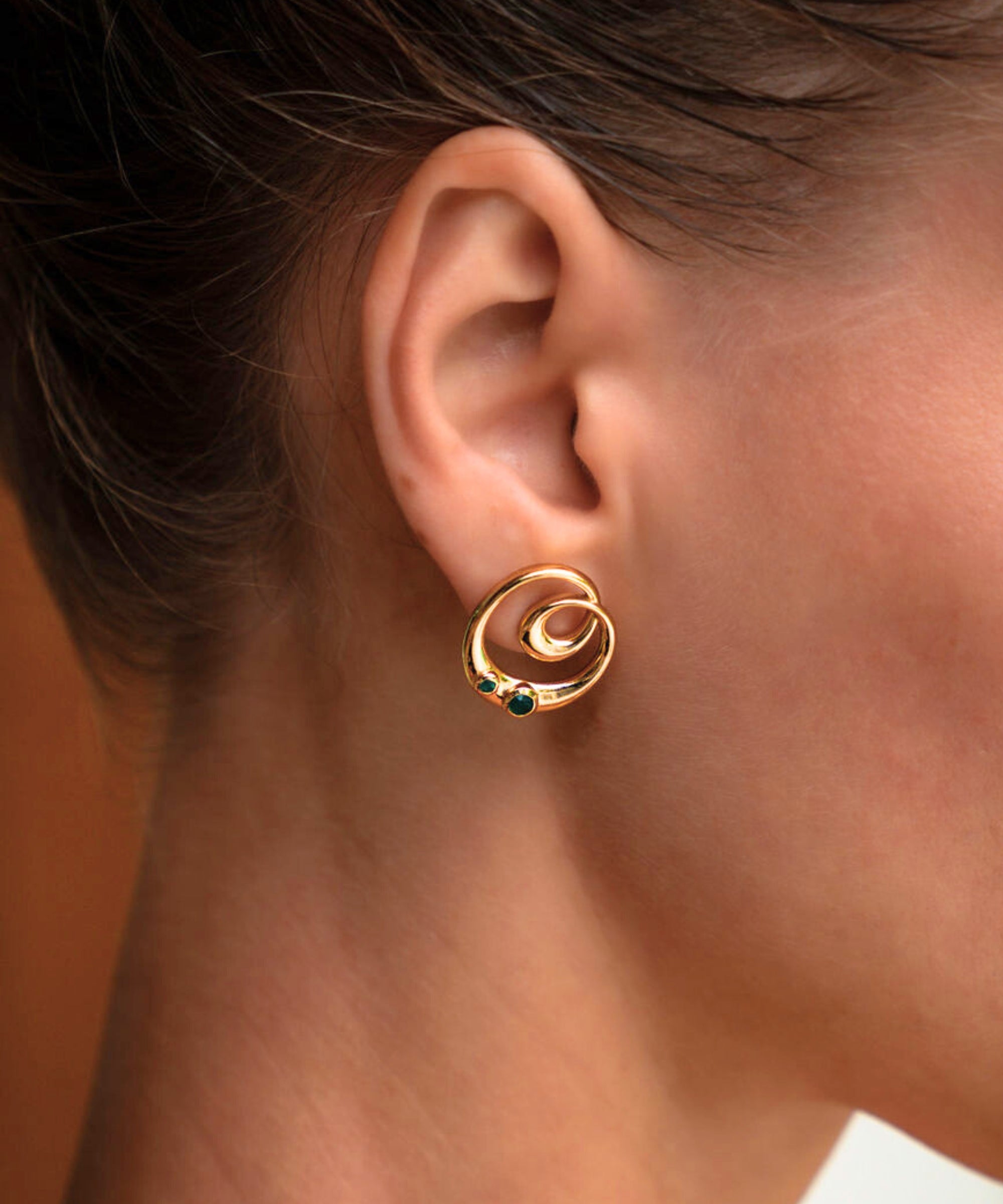 Dalia Twist Green Onyx Stud Earrings | Sustainable Jewellery by Ottoman Hands