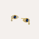Diamond Evil Eye Solid Gold Stud Earrings