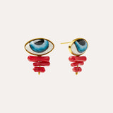 Adira Blue Porcelain Evil Eye Stud Earrings | Sustainable Jewellery by Ottoman Hands
