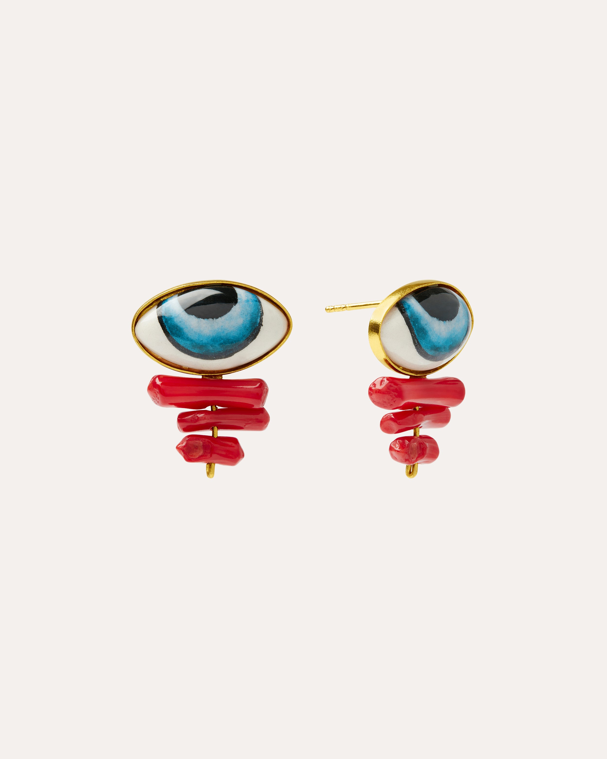 Adira Blue Porcelain Evil Eye Stud Earrings | Sustainable Jewellery by Ottoman Hands