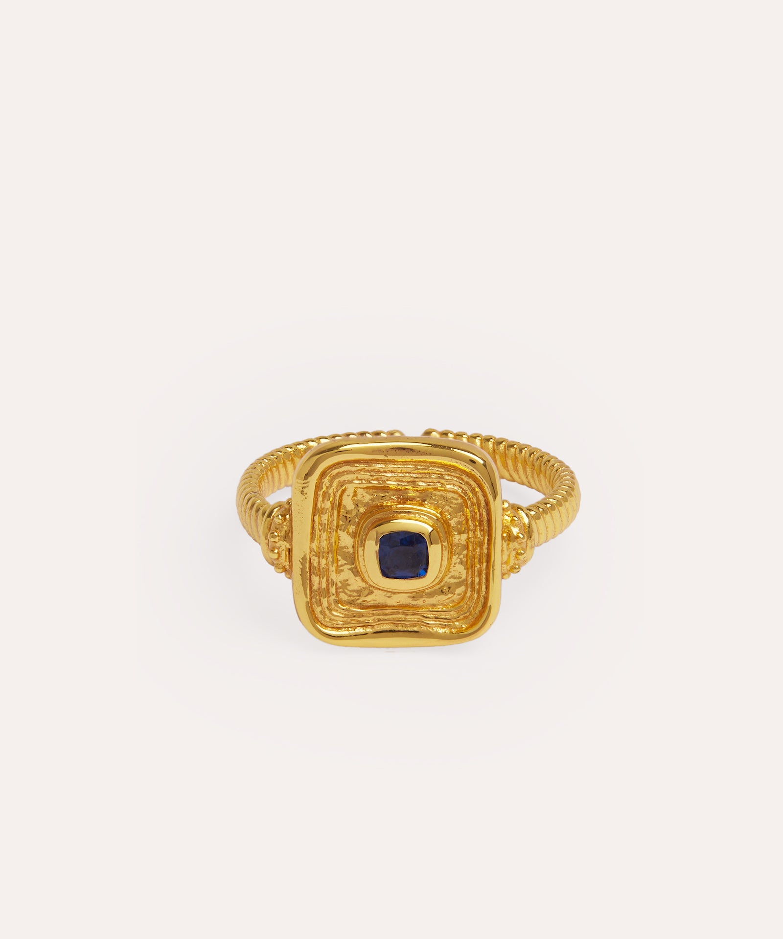 Blue Sapphire CZ Wax Seal Ring | Sustainable Jewellery by Ottoman Hands