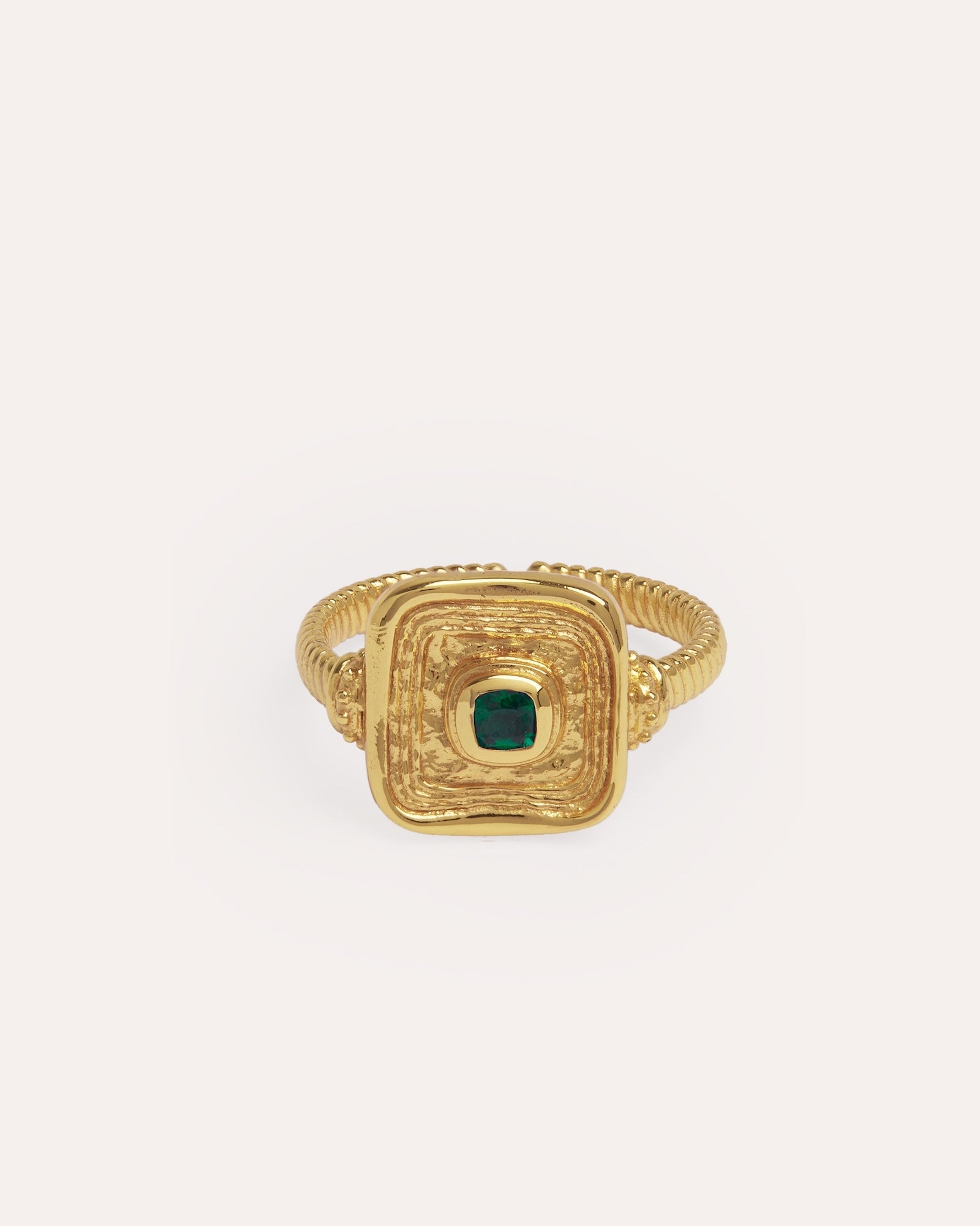 Emerald Green CZ Wax Seal Ring