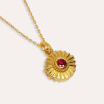 Ruby CZ Sunburst Locket Pendant Necklace | Sustainable Jewellery by Ottoman Hands