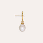 Pearl and White Topaz Shield Drop Earrings | Ottoman Hands Jewellery