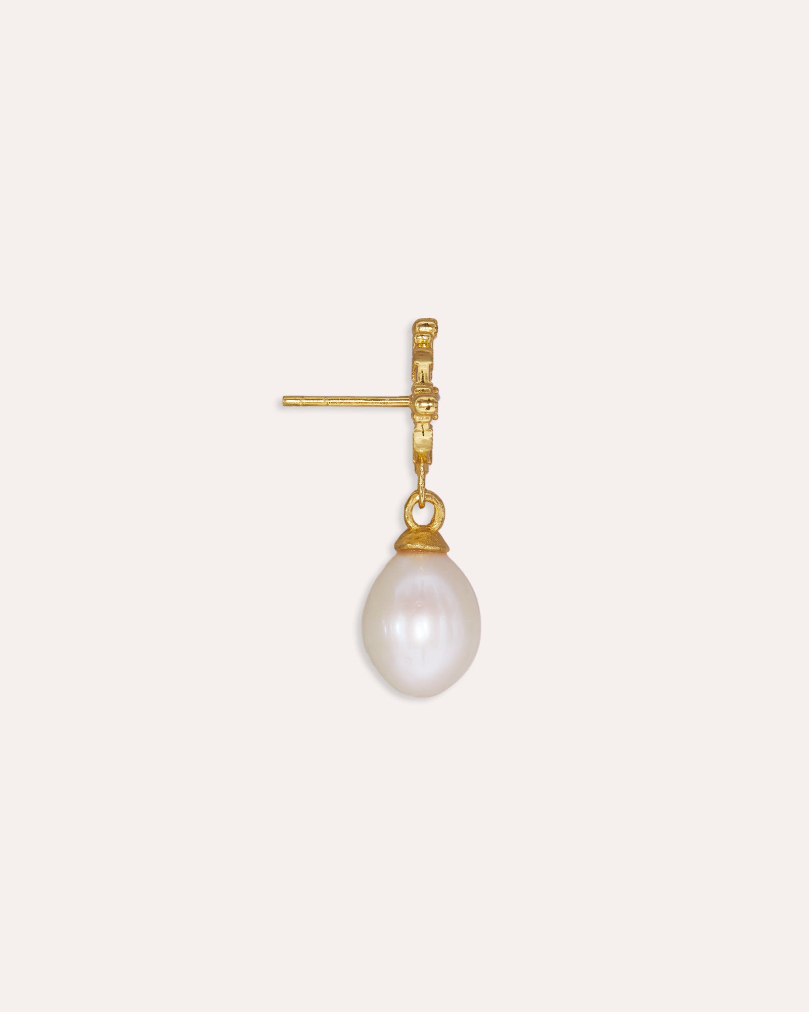 Pearl and White Topaz Shield Drop Earrings | Ottoman Hands Jewellery