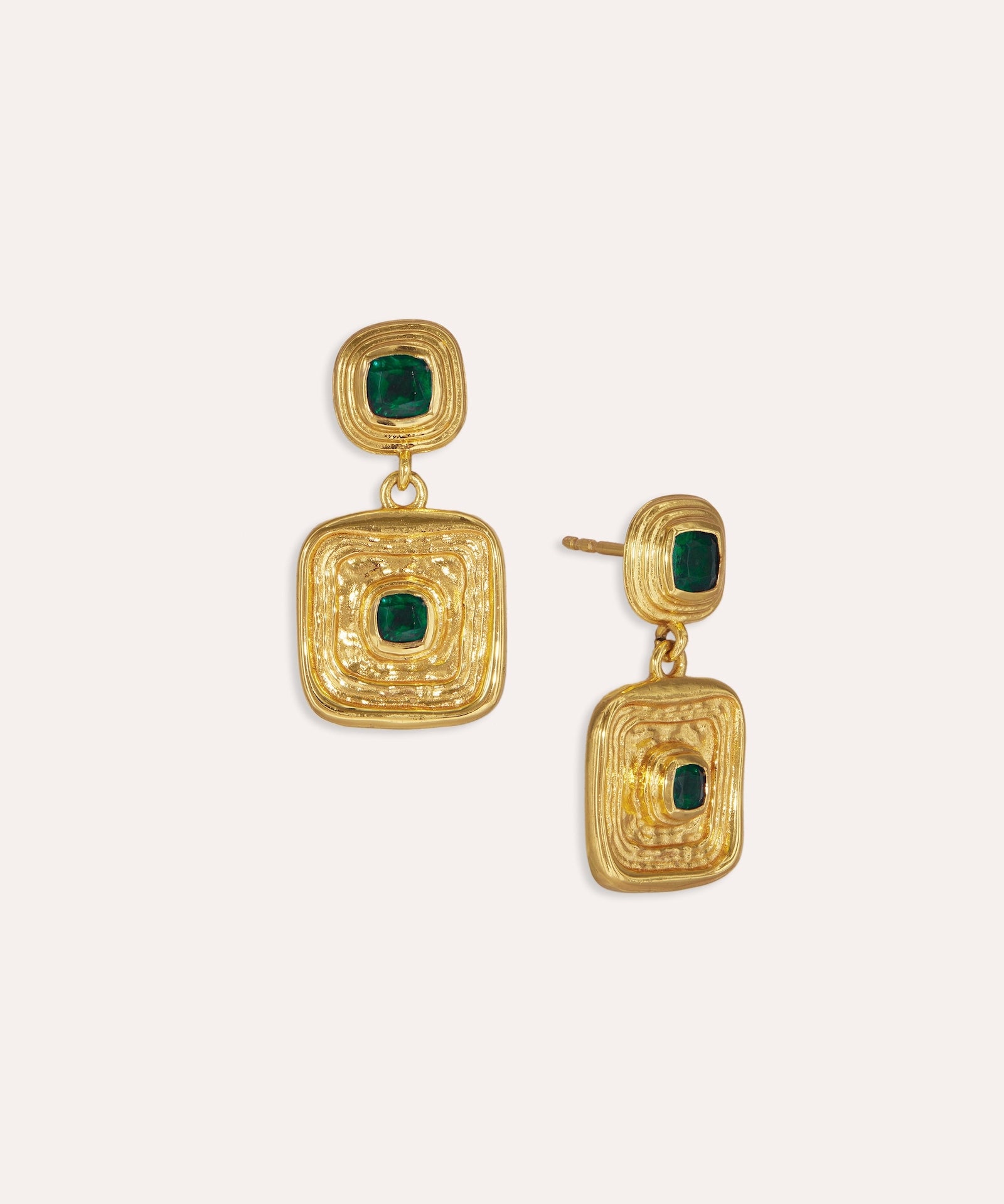 Emerald Green  CZ Wax Seal Drop Earrings | Ottoman Hands Jewellery