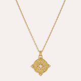 Pearl and White Topaz Shield Pendant Necklace | Ottoman Hands Jewellery