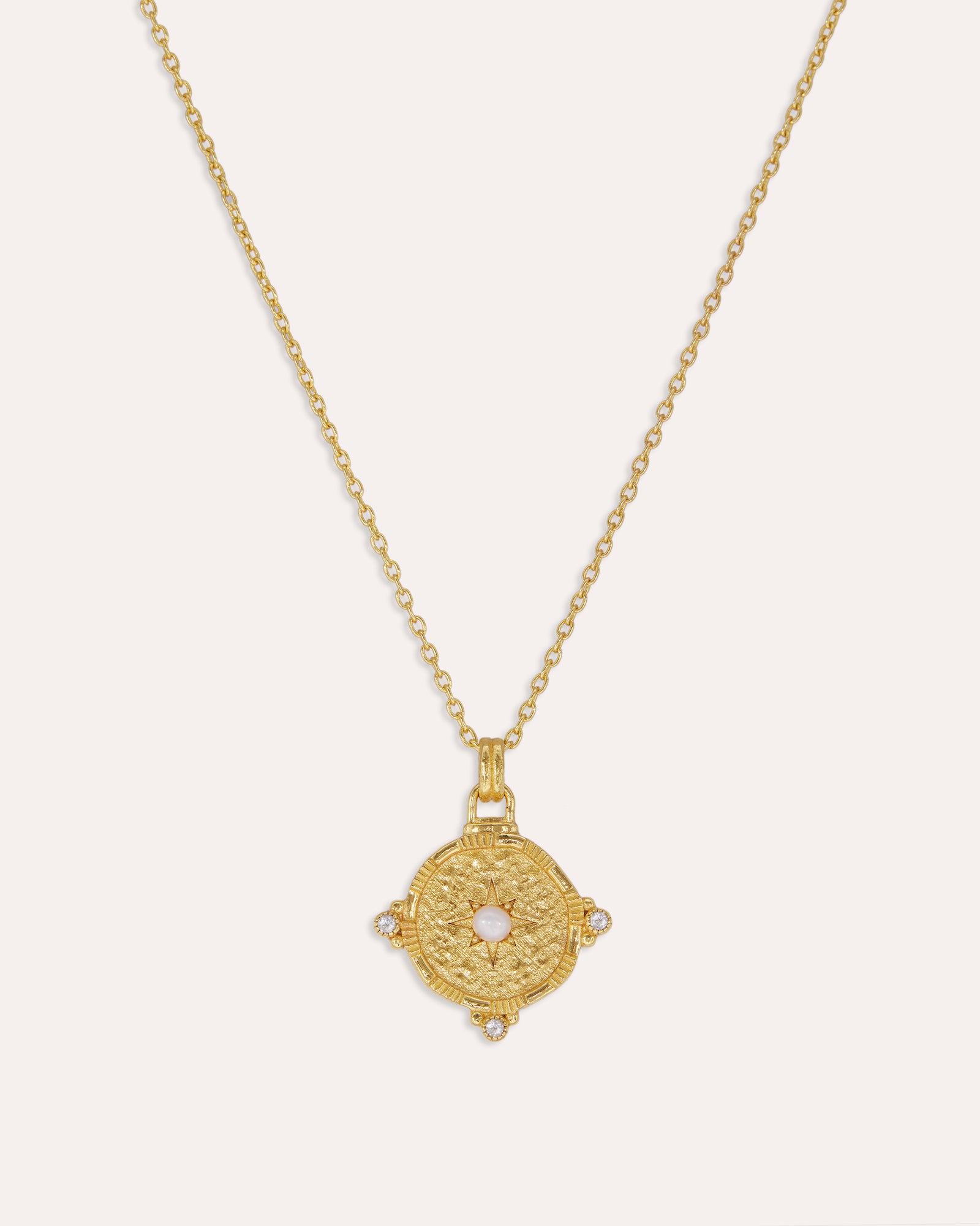 Pearl and White Topaz Shield Pendant Necklace | Ottoman Hands Jewellery