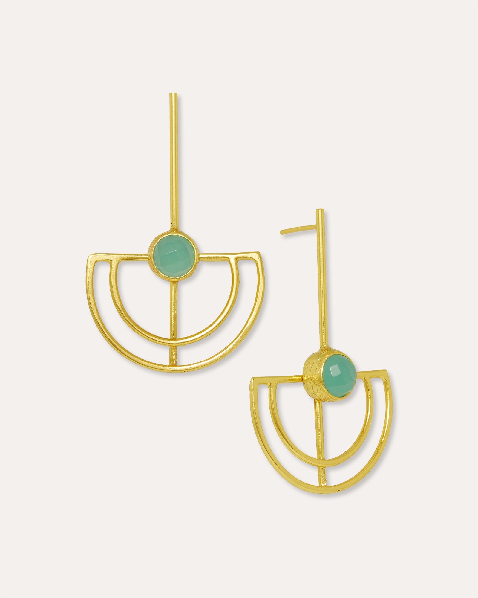 Elise Aqua Chalcedony Drop Stud Earrings | Sustainable Jewellery by Ottoman Hands