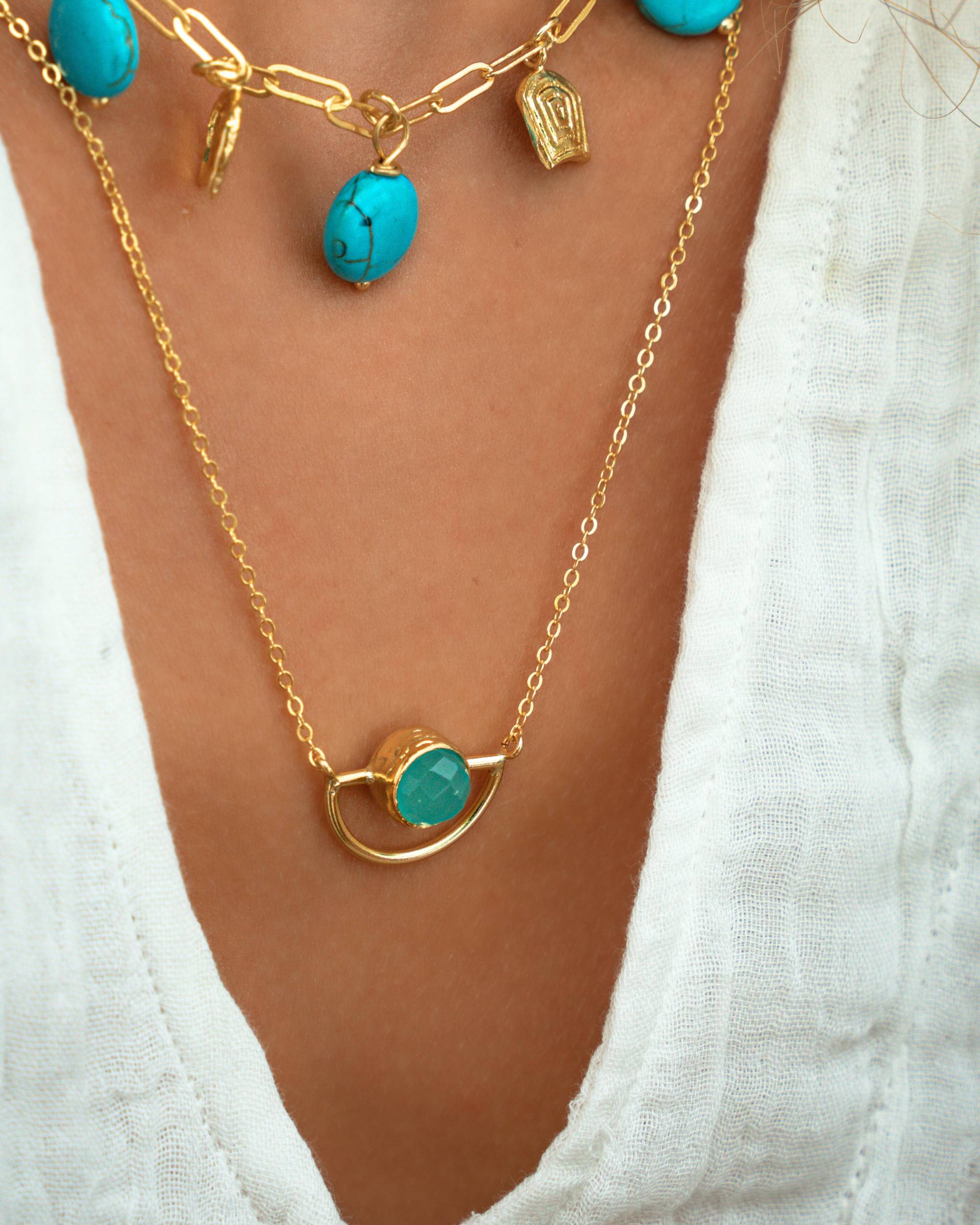 Elise Aqua Chalcedony Pendant Necklace | Sustainable Jewellery by Ottoman Hands