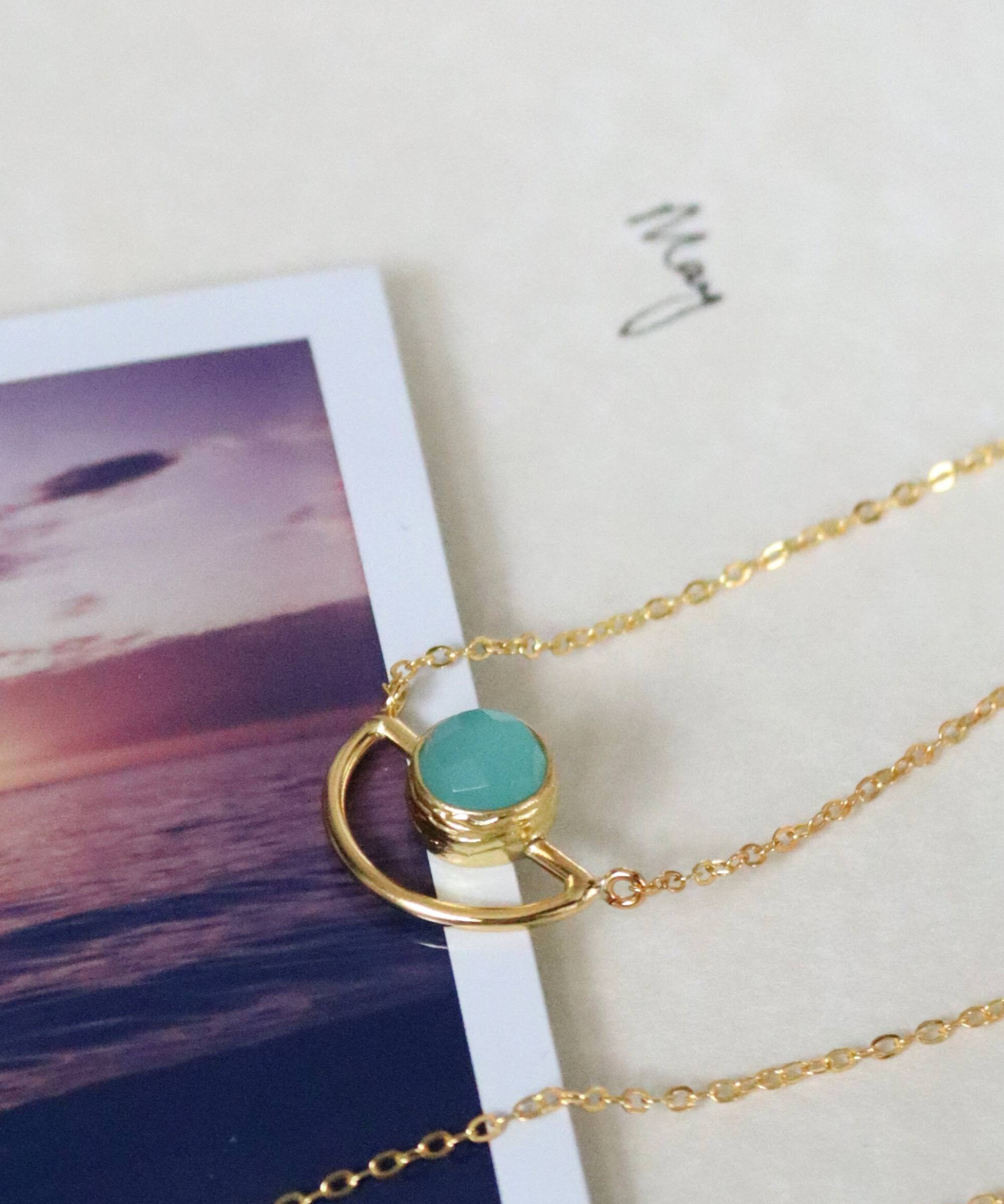 Elise Aqua Chalcedony Pendant Necklace | Sustainable Jewellery by Ottoman Hands