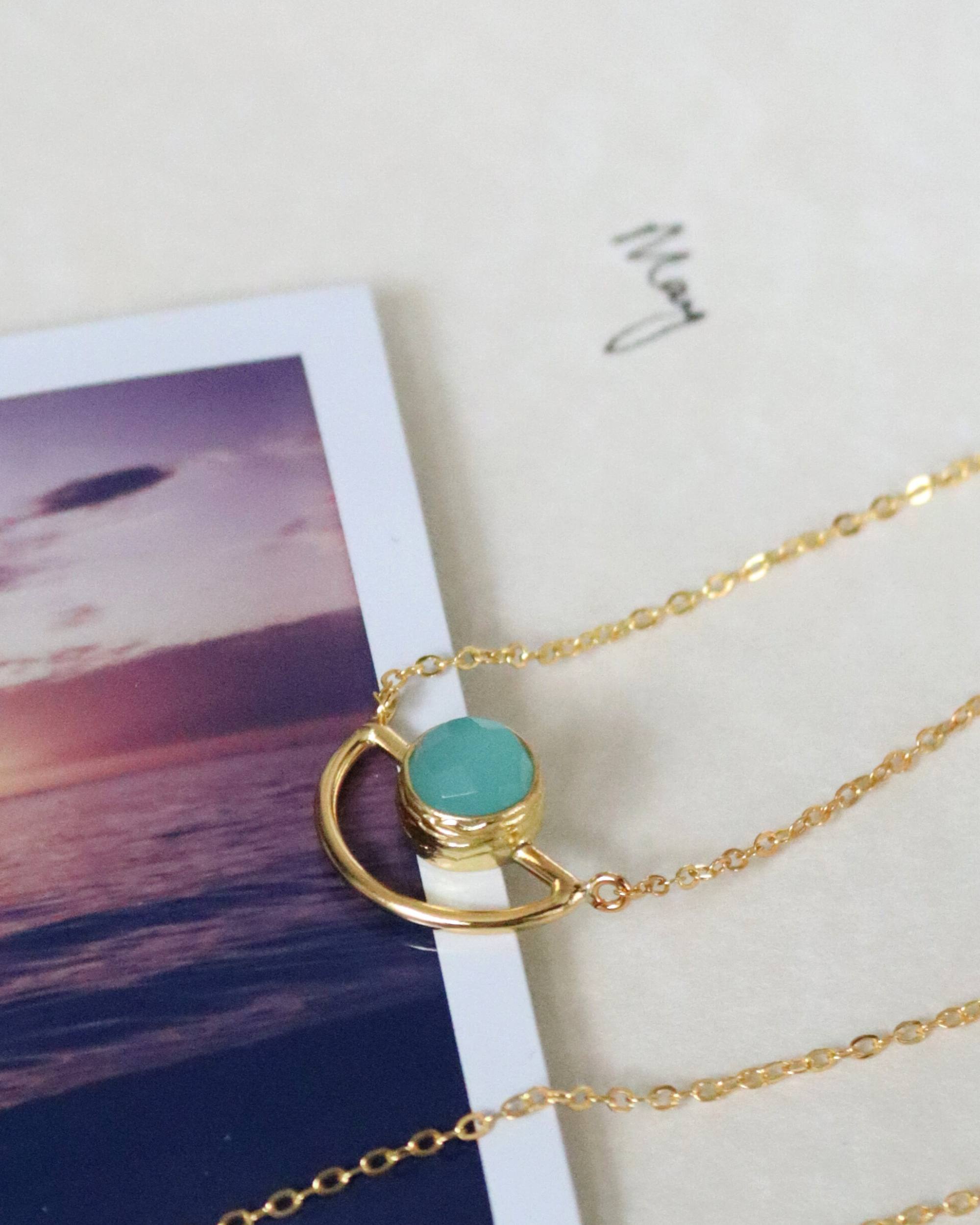 Elise Aqua Chalcedony Pendant Necklace | Sustainable Jewellery by Ottoman Hands