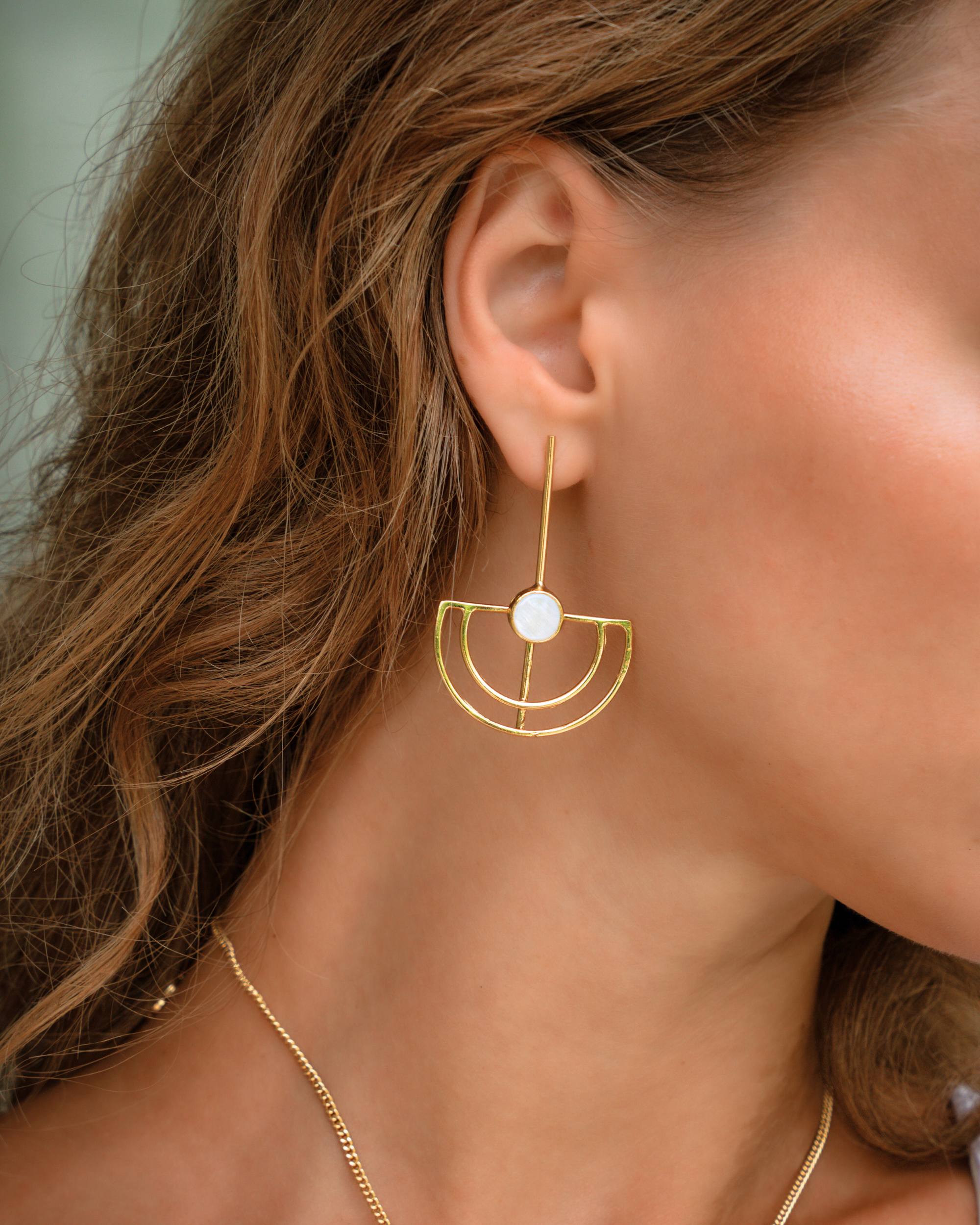 Elise Mother of Pearl Drop Stud Earrings | Sustainable Jewellery by Ottoman Hands