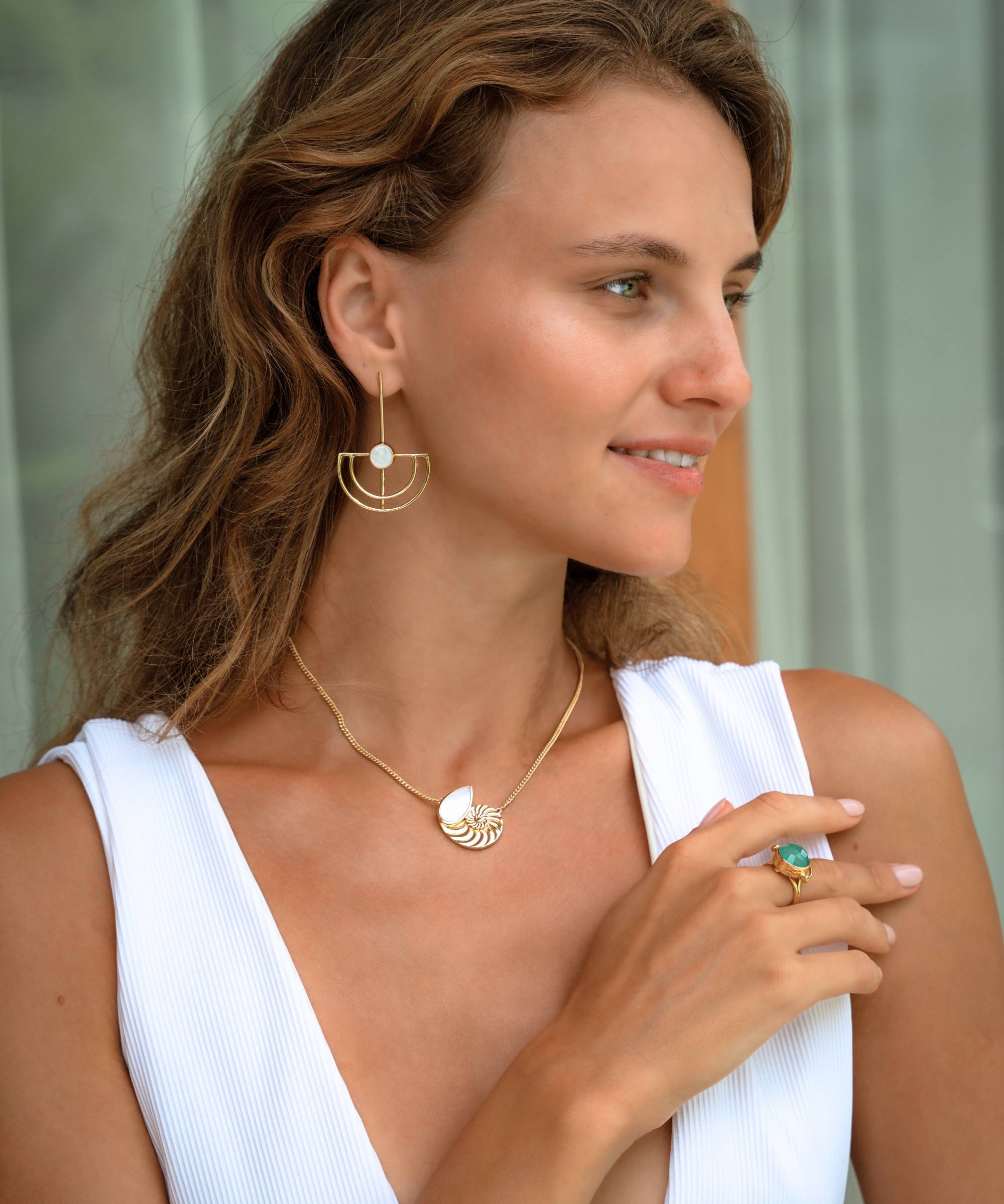 Elise Mother of Pearl Drop Stud Earrings | Sustainable Jewellery by Ottoman Hands