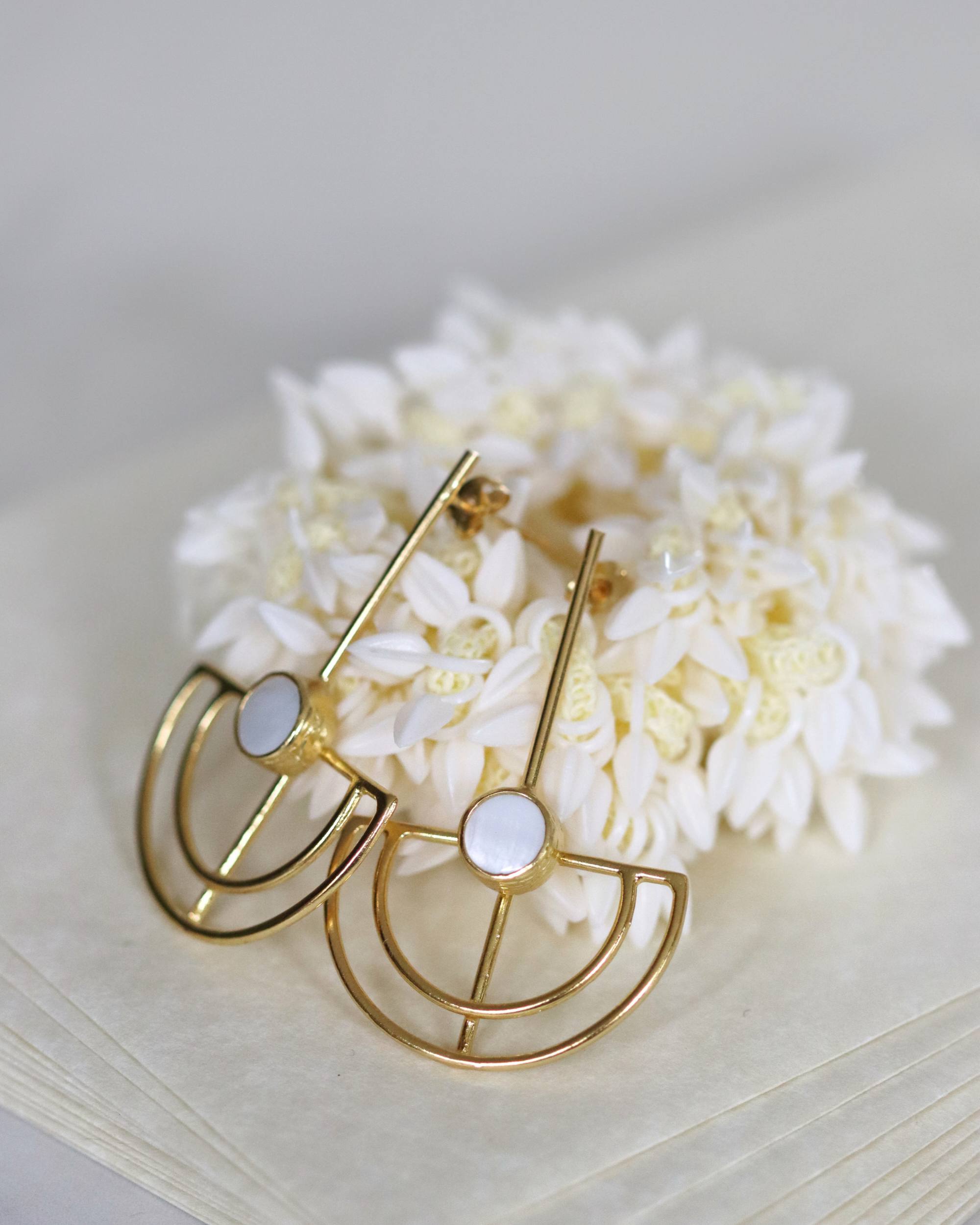 Elise Mother of Pearl Drop Stud Earrings | Sustainable Jewellery by Ottoman Hands