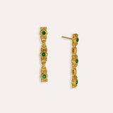 Emerald Green CZ Tennis Drop Earrings