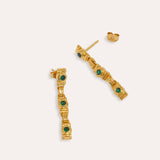 Emerald Green CZ Tennis Drop Earrings