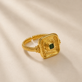 Emerald Green CZ Wax Seal Ring