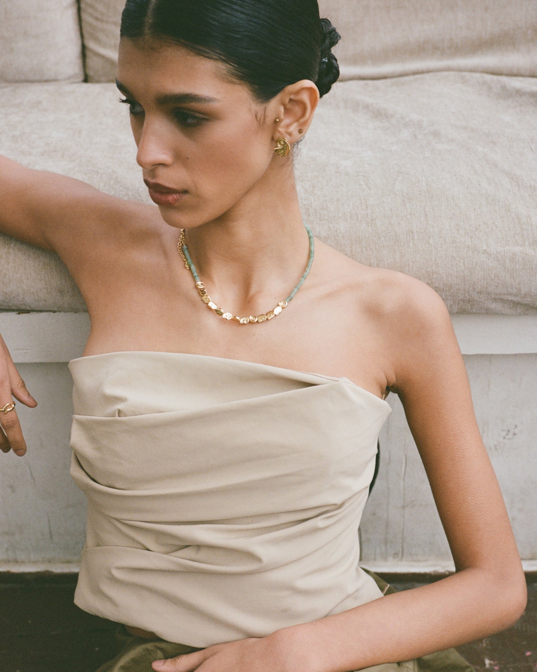 Waterproof Emerald Beaded Necklace | Sustainable Jewellery by Ottoman Hands