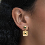 Emerald Green  CZ Wax Seal Drop Earrings | Ottoman Hands Jewellery