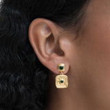 Emerald Green  CZ Wax Seal Drop Earrings | Ottoman Hands Jewellery