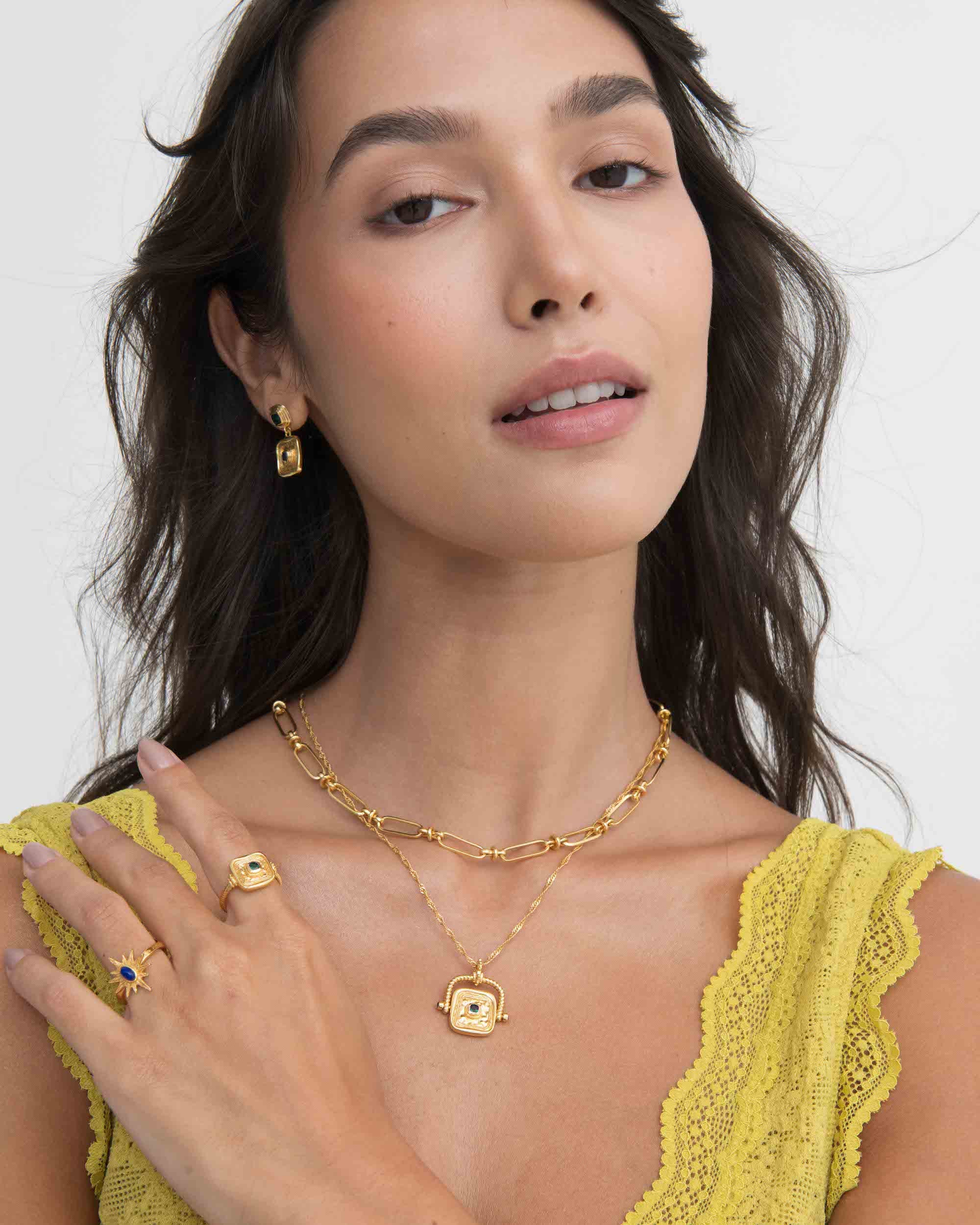 Emerald Green  CZ Wax Seal Drop Earrings | Ottoman Hands Jewellery