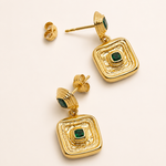Emerald Green  CZ Wax Seal Drop Earrings | Ottoman Hands Jewellery