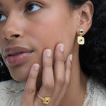 Emerald Green  CZ Wax Seal Drop Earrings | Ottoman Hands Jewellery