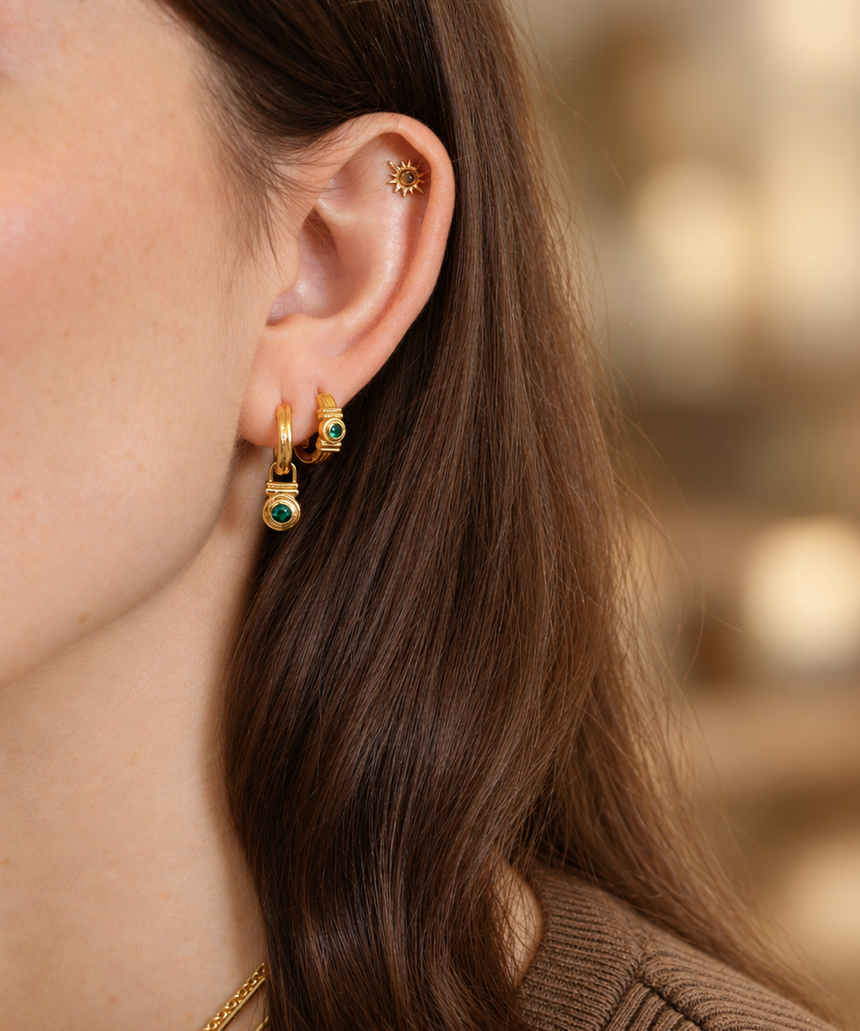 Emerald Green CZ Tennis Earring Set