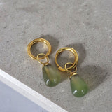 Esin Green Agate Huggie Hoop Earrings | Sustainable Jewellery by Ottoman Hands
