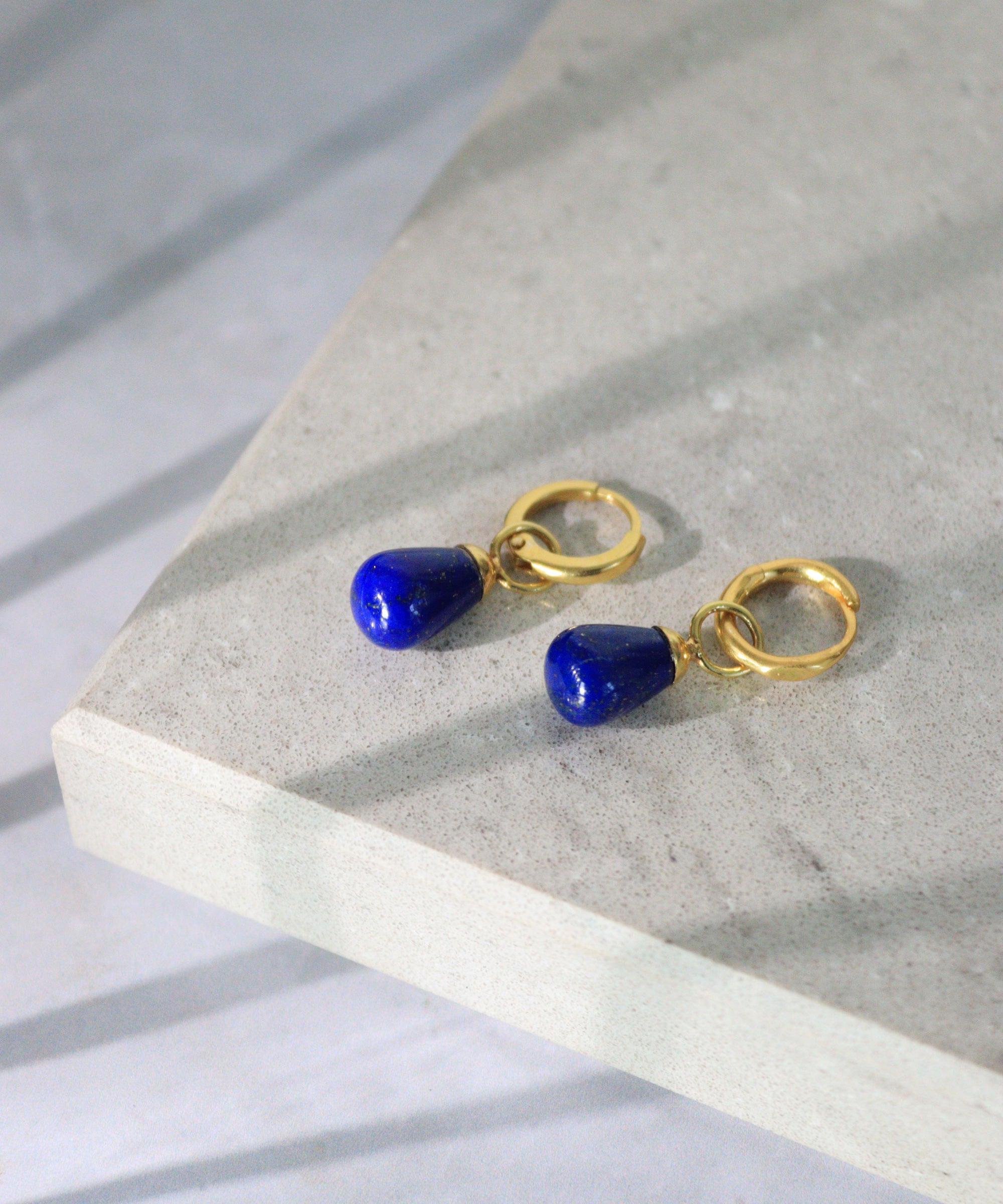 Esin Lapis Huggie Hoop Earrings | Sustainable Jewellery by Ottoman Hands