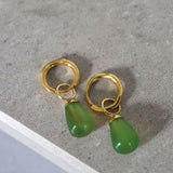 Esin Green Agate Huggie Hoop Earrings