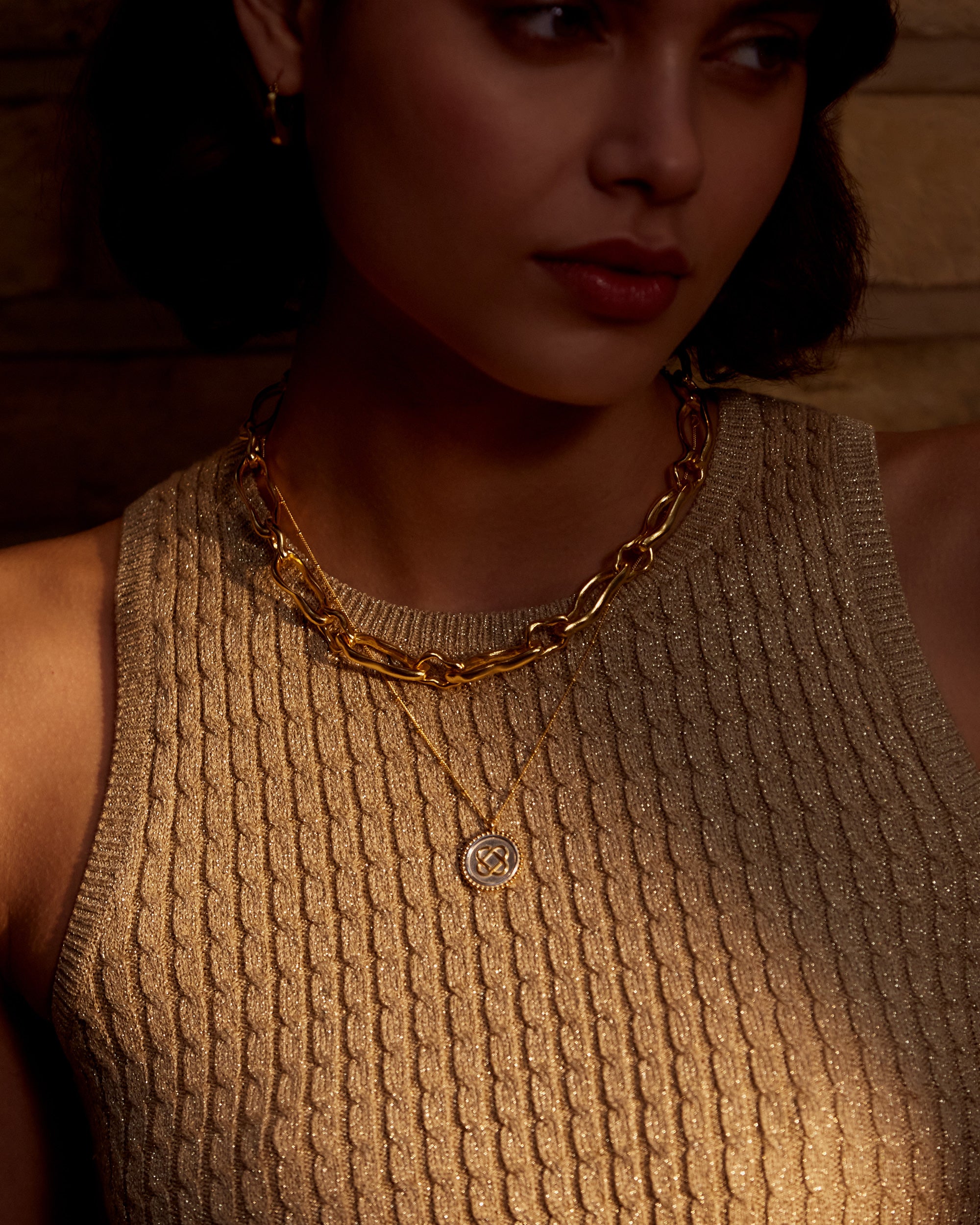 Handcrafted Ottoman Jewelry - Unique Artisan Designs 5 Eternity Mixed Metal Silver Pendant Necklace