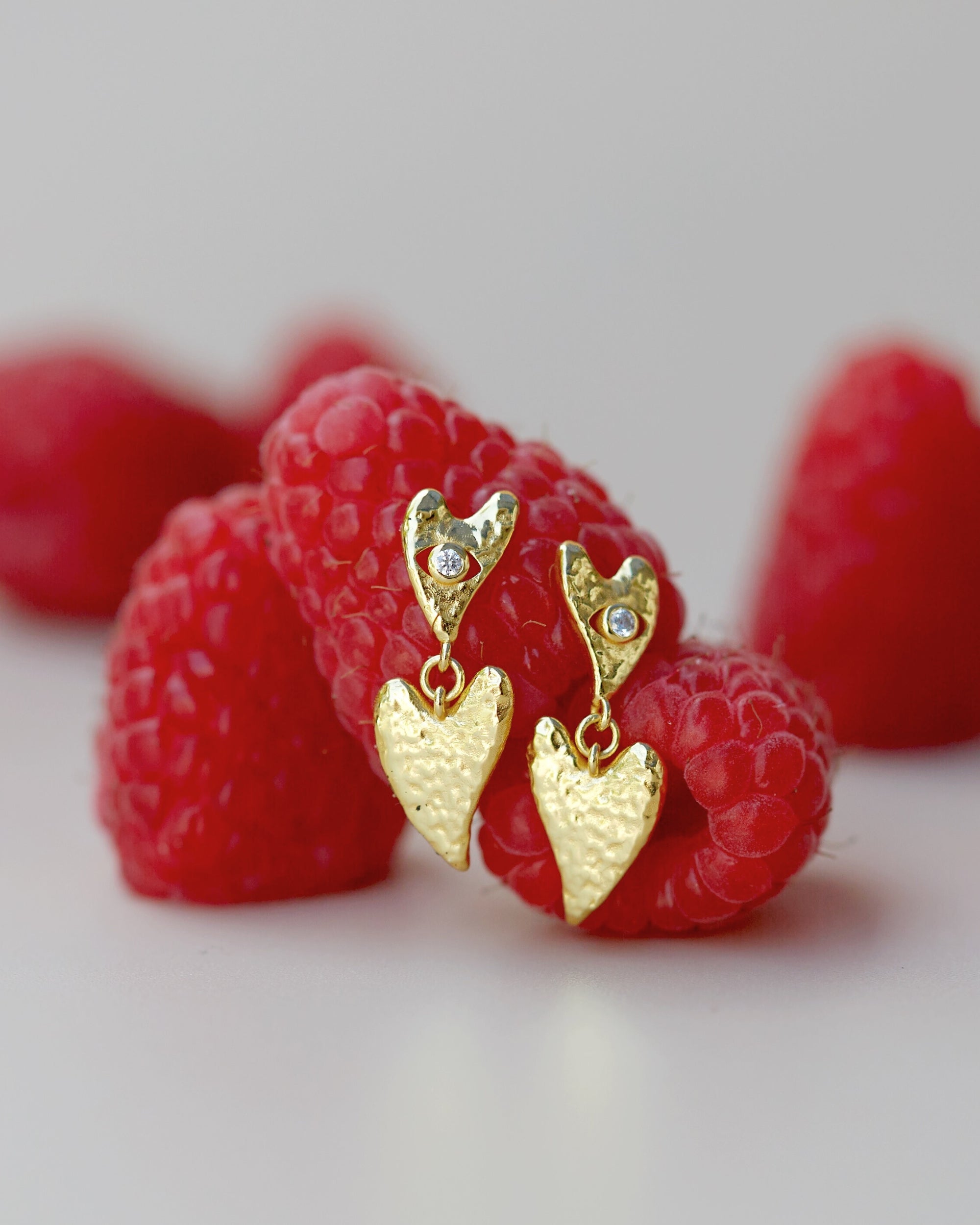 Evil Eye Heart Drop Stud Earrings - Gold | Ottoman Hands