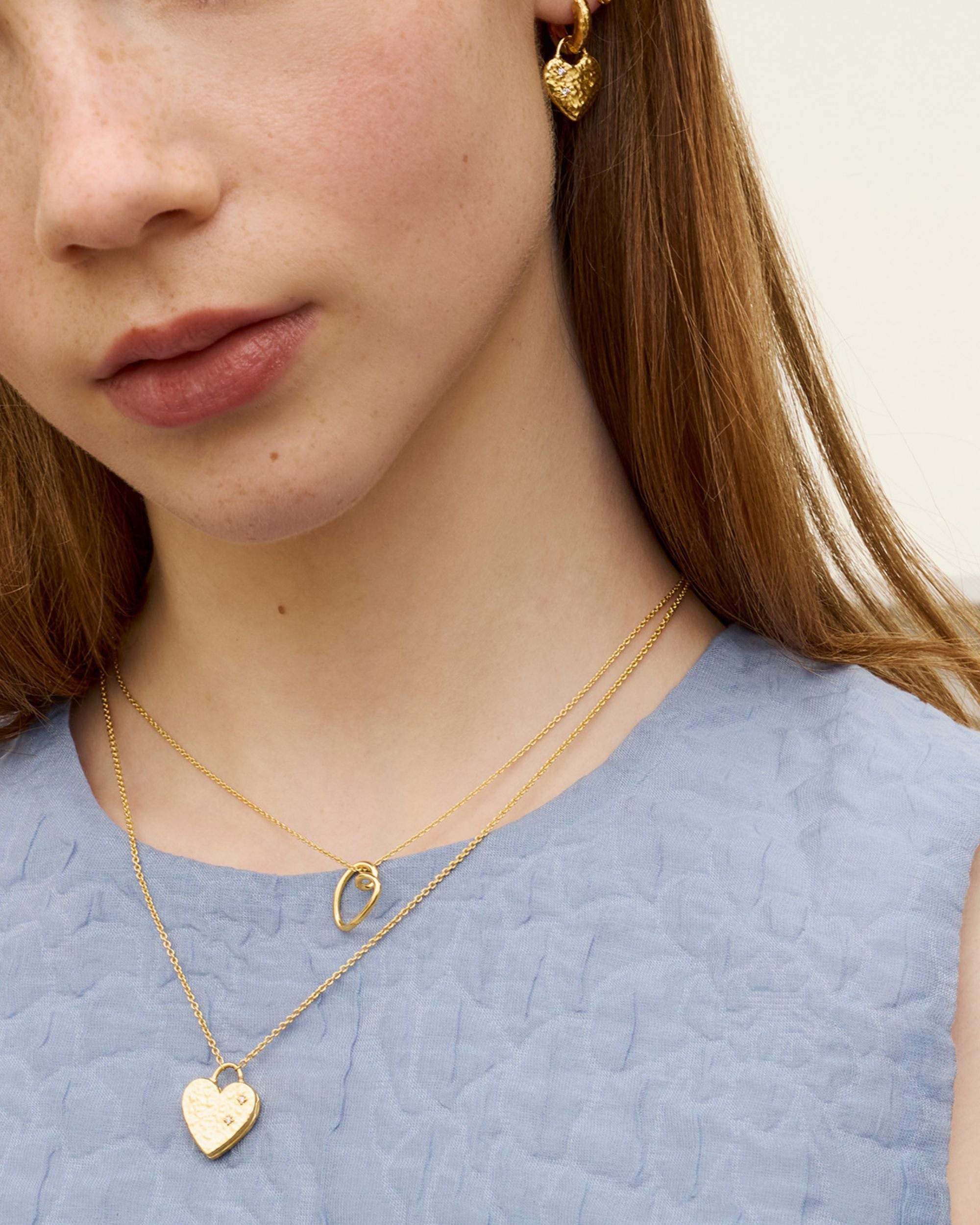 Heart Locket and Crystal Heart Earrings Set | Ottoman Hands Jewellery