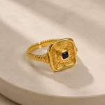 Blue Sapphire CZ Wax Seal Ring | Sustainable Jewellery by Ottoman Hands
