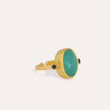 Lucia Aqua Chalcedony Cocktail Ring | Sustainable Jewellery by Ottoman Hands