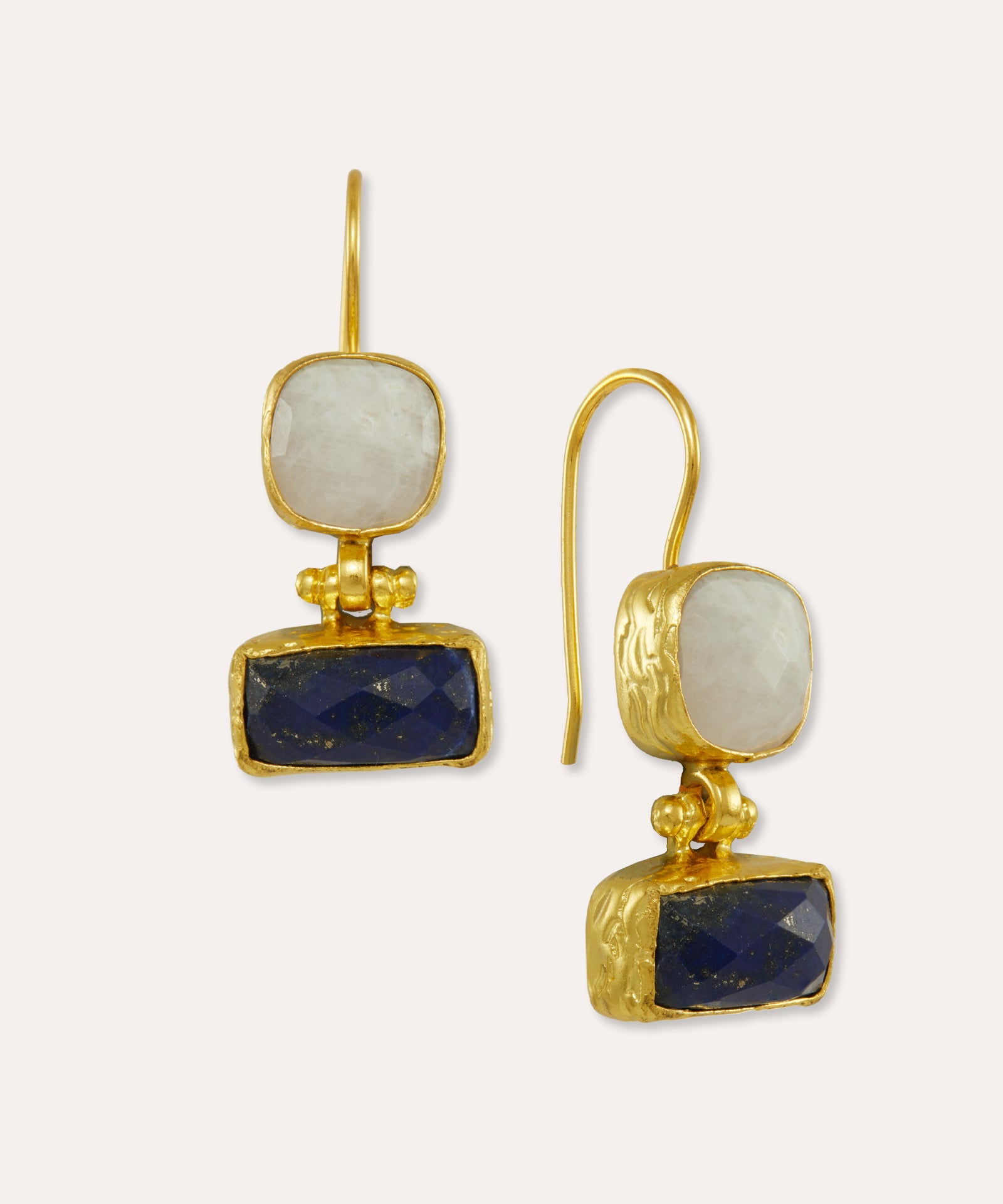Nerissa Lapis and Moonstone Drop Earrings | Sustainable Jewellery by Ottoman Hands