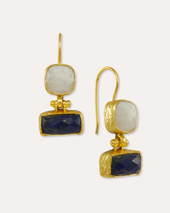 Nerissa Lapis and Moonstone Drop Earrings | Sustainable Jewellery by Ottoman Hands