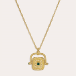 Emerald Green CZ Wax Seal Rotating Necklace  | Ottoman Hands Jewellery