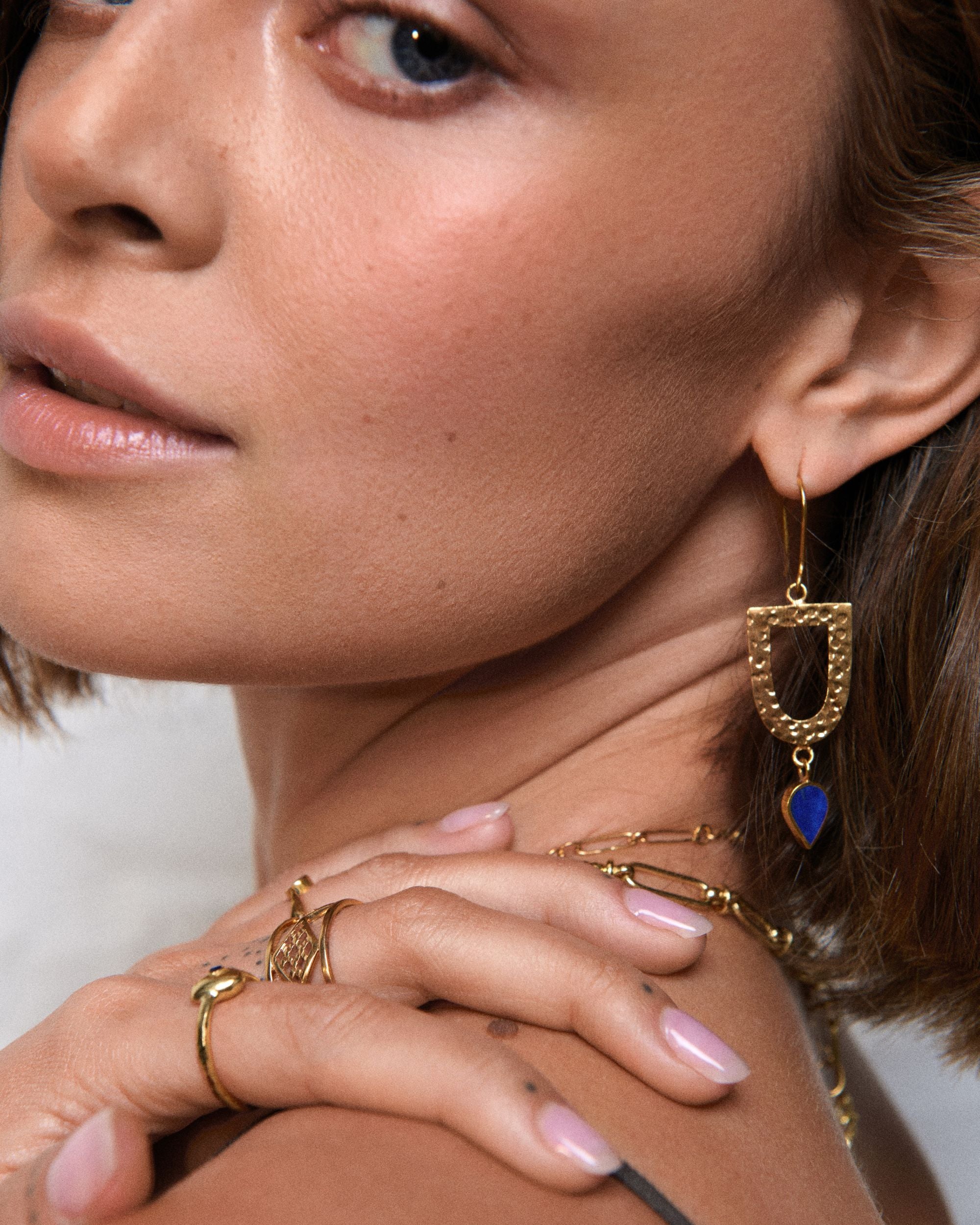 Ghatra Lapis Asymetrical Drop Earrings | Sustainable Jewellery by Ottoman Hands