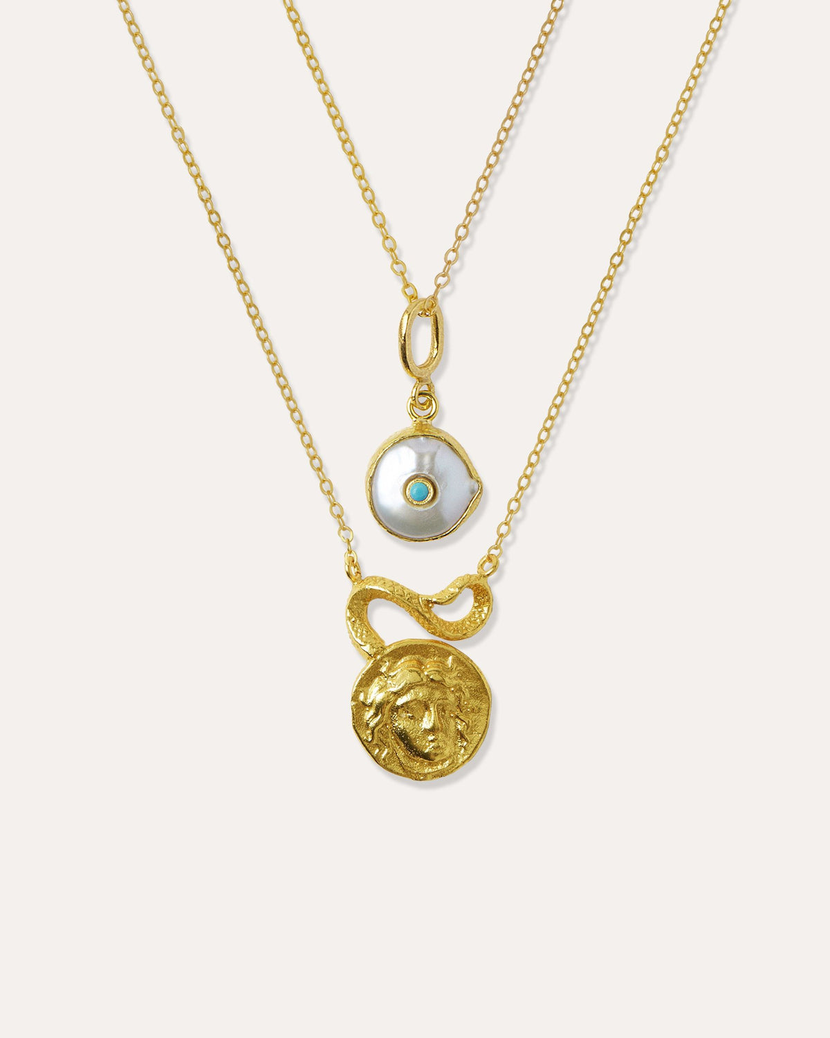 Medusa & Pearl Necklace Layering Set