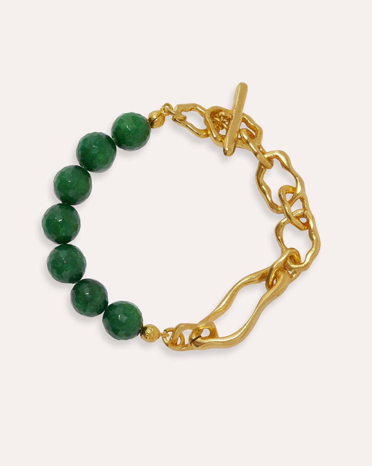 Green Agate Beaded Etta Chain Bracelet | Sustainable Jewellery by Ottoman Hands